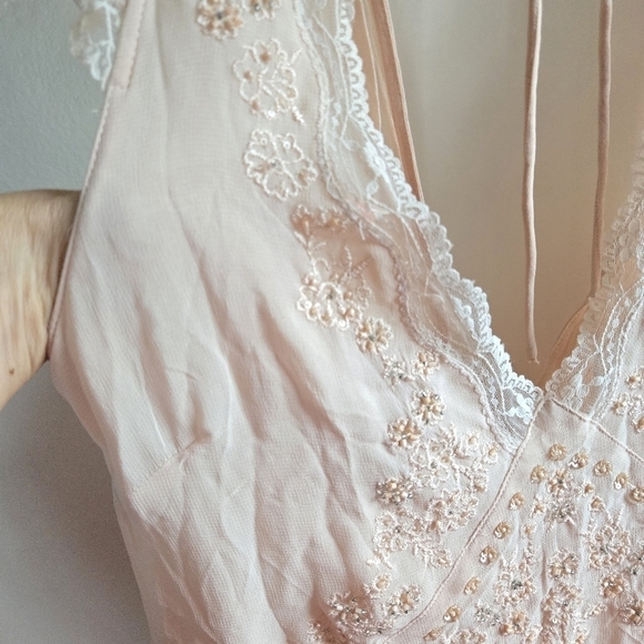 New Zara Limited Edition Embroidered Beaded Lace Blush Slip Mini Dress NWT Large - Picture 16 of 16